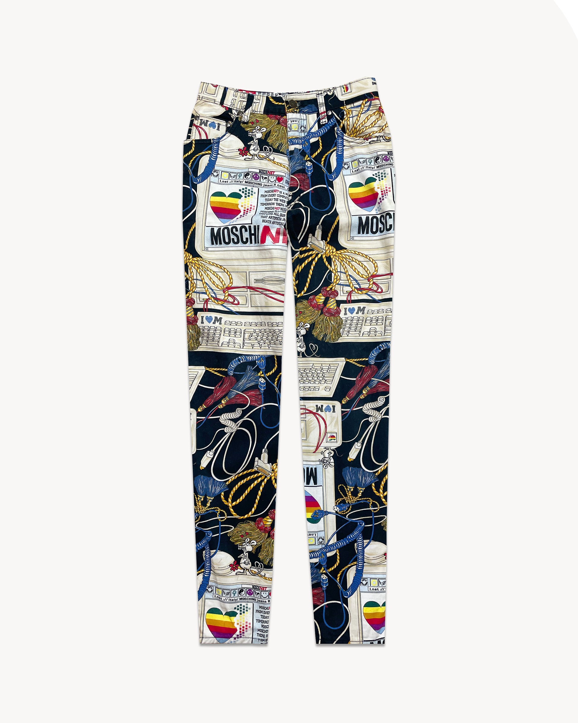 Vintage 1995 Moschino Apple Computer print jeans