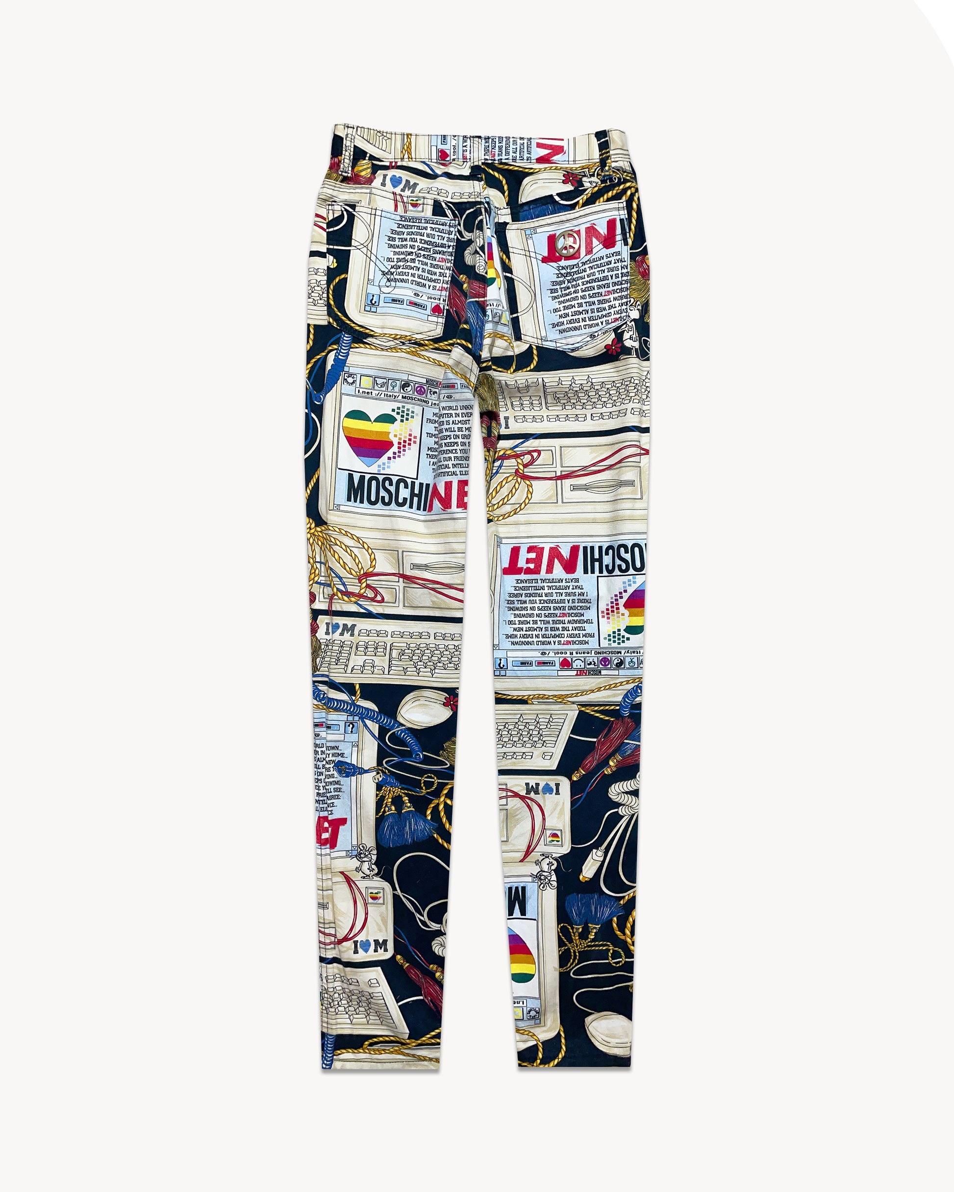 Vintage 1995 Moschino Apple Computer print jeans
